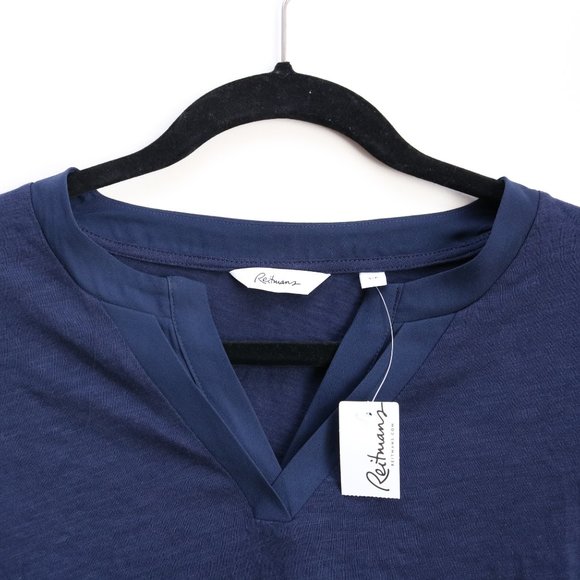 Navy Reitmans Cotton Top with Neckline Detail - Picture 2 of 3